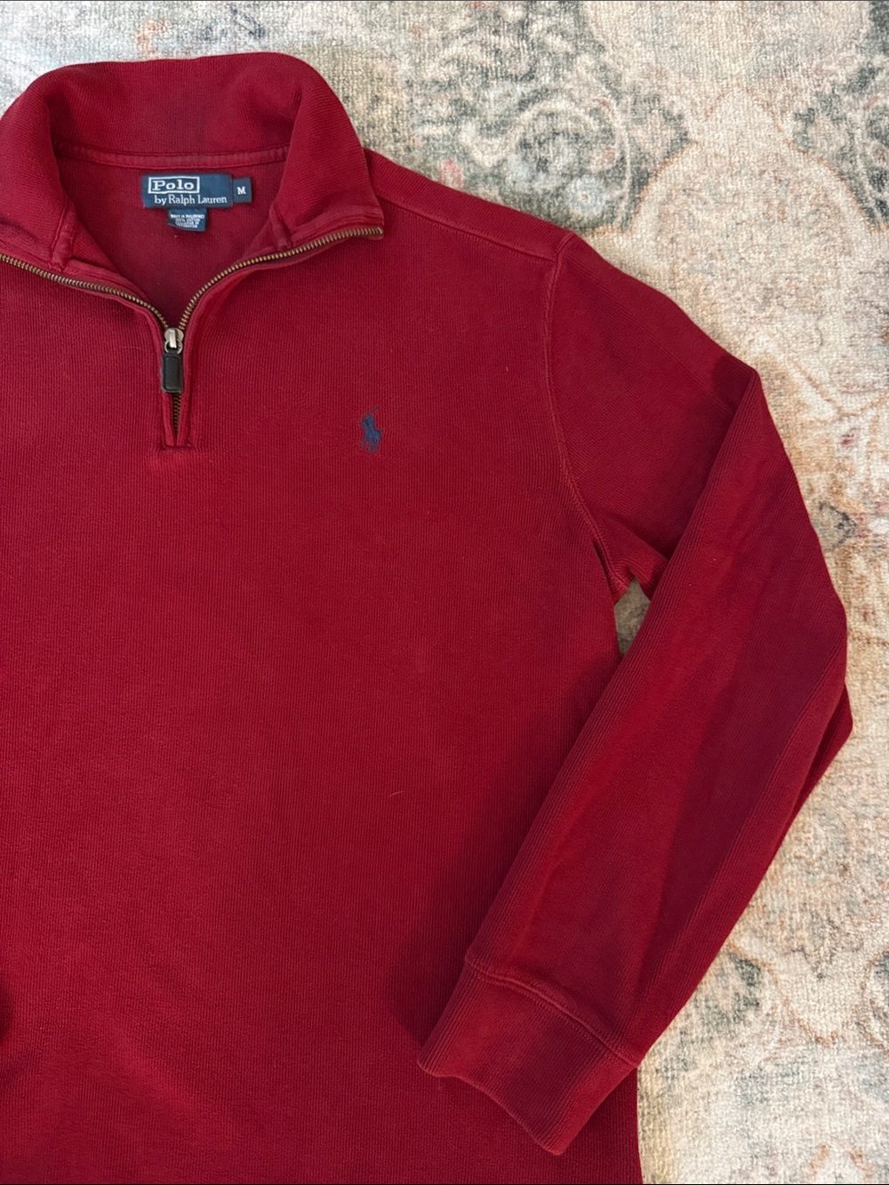 Polo by Ralph Lauren Men's Red Quarter-zip Pullover